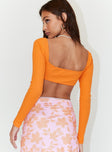 Princess Polly  Becca Long Sleeve Crop Top Orange