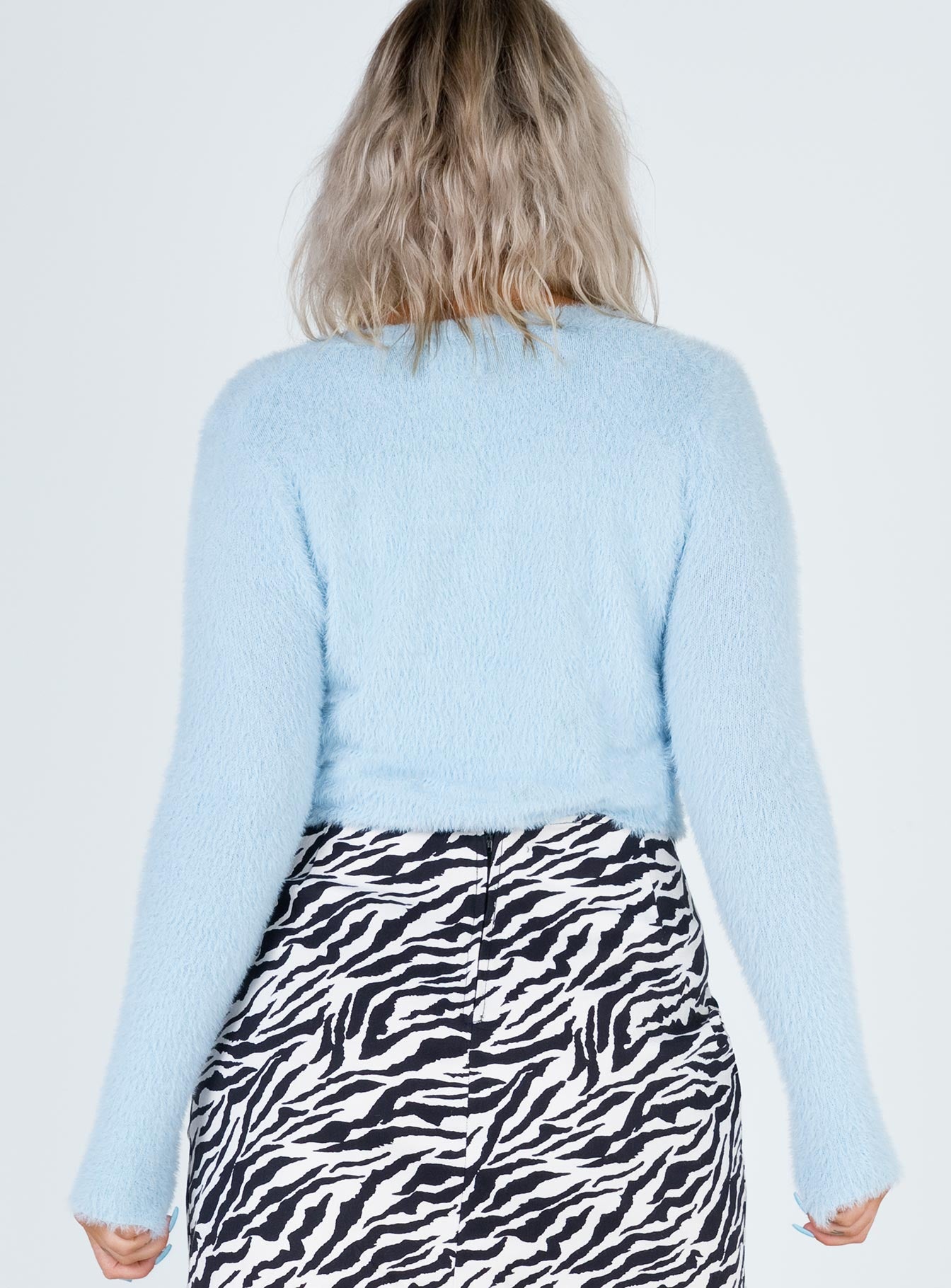 Phoebe Cropped Cardigan Blue Cropped 