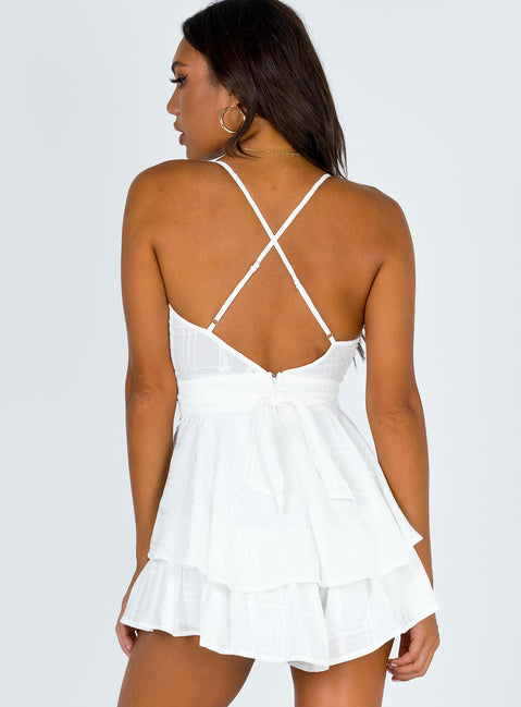 Theodora Romper White
