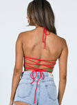 back view of model wearing Princess Polly Matilda Top Red 