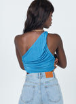 back view of model wearing Princess Polly The Goddess Crop Blue 