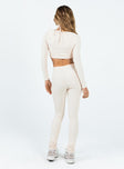 Matching set Ribbed material Long sleeve crop top Halter neck tie Scooped neckline Elasticated waistband Good stretch  Partially lined top