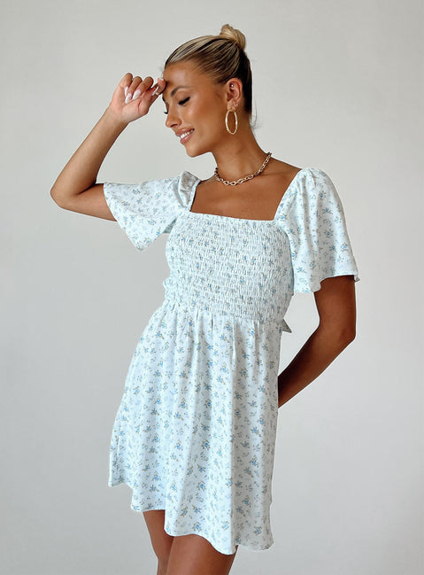 Summer Nights Mini Dress Blue Floral | Princess Polly Summer Nights Mini Dress Blue Floral | Princess Polly