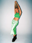 Front view of model wearing  front Nola Midi Skirt Green Princess Polly  Midi Skirts 