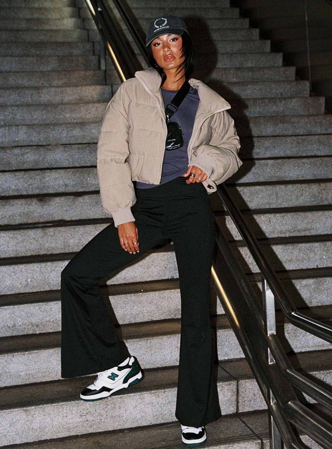 Georgia Cropped Puffer Jacket Beige