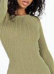 Princess Polly Square Neck  Santorini Knit Mini Dress Green