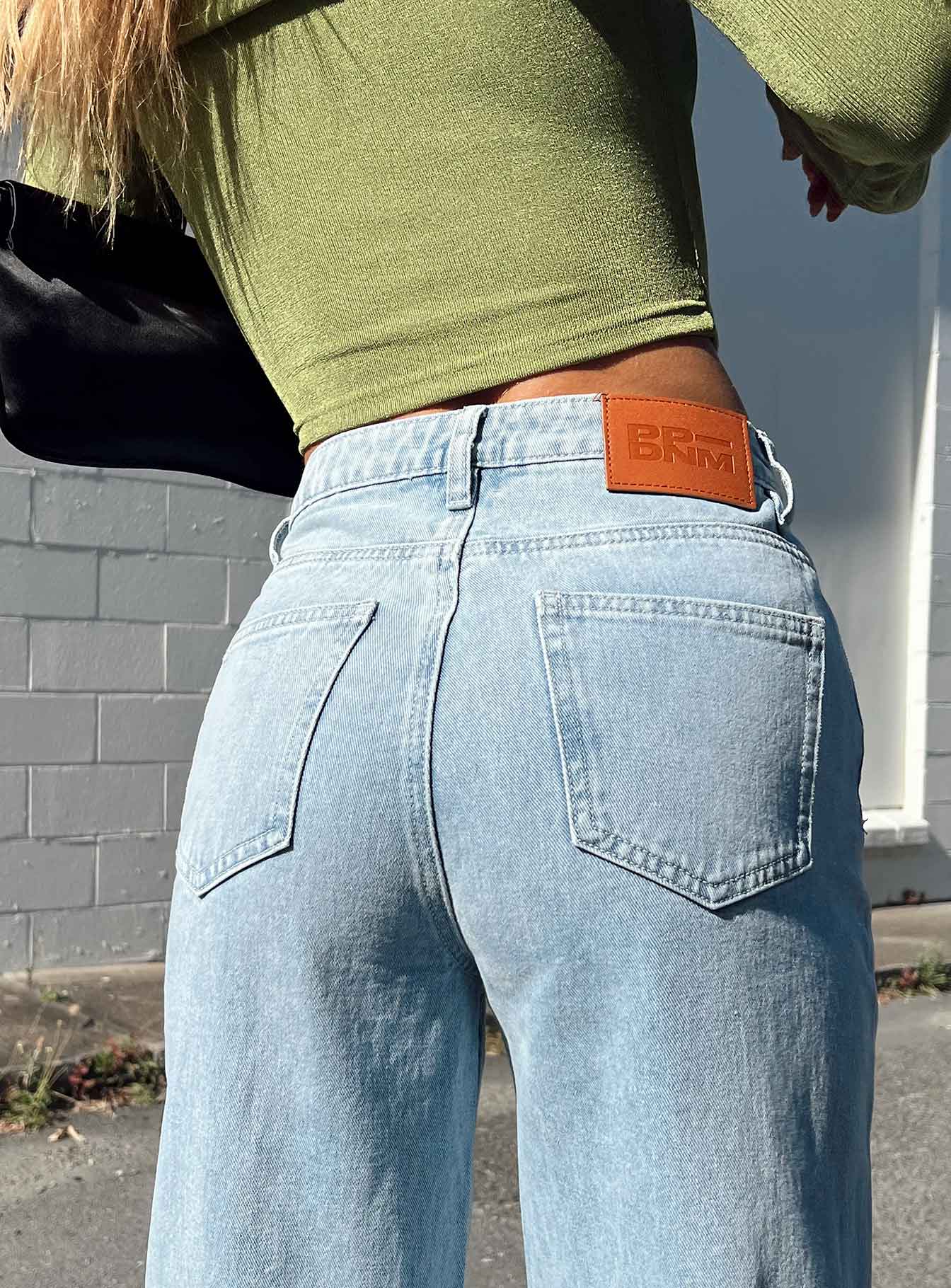 product Princess Polly High Waisted  Booran Wide Leg Light Wash Denim Jean