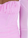 Princess Polly Sweetheart Neckline  Perabo Long Sleeve Mini Dress Purple