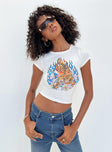 Front view of model wearing  front Princess Polly Short Sleeves Square Neck  Carrero Top White