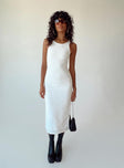 Front view of model wearing  front Princess Polly Asymmetric Neckline  Lazar Midi Dress White