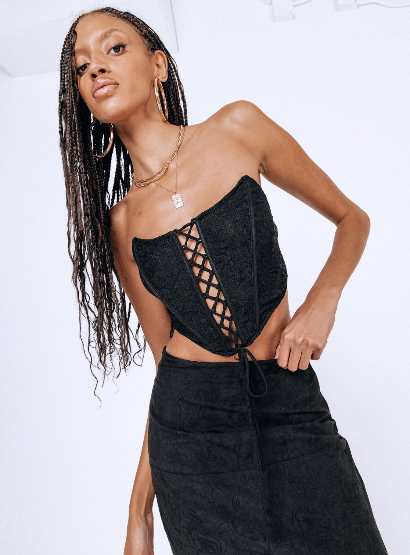 product Princess Polly Sleeveless Square Neck  Eilian Corset Black