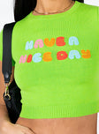 Have a Nice Day Knit Tee Green