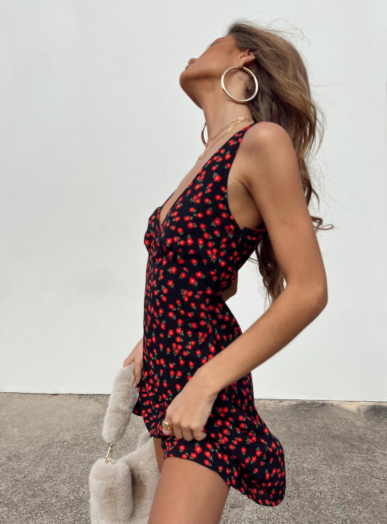 Nellie Mini Dress Black / Red Floral | Princess Polly Nellie Mini Dress Black / Red Floral | Princess Polly