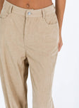 Princess Polly high-rise  Frannie Corduroy Pants Cream