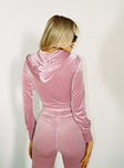 Velour Hoodie Pink Princess Polly  Cropped 