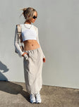 Front view of model wearing  front Crosswalk Maxi Skirt Beige Princess Polly  Maxi 