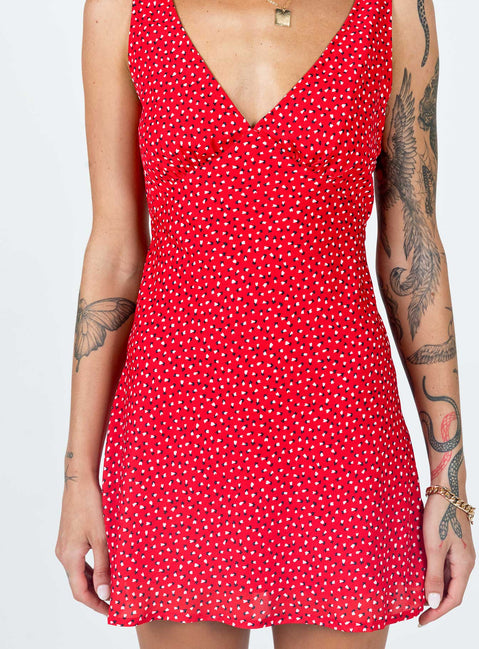 Nellie Mini Dress Red Floral | Princess Polly Nellie Mini Dress Red Floral | Princess Polly