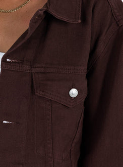 Western Denim Jacket Dark Brown