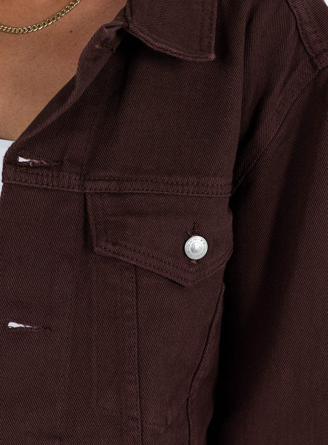 Western Denim Jacket Dark Brown