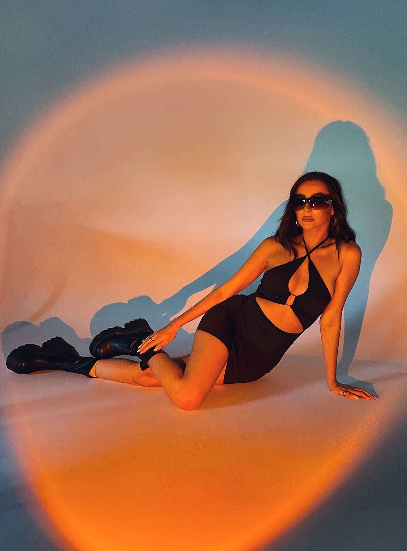 back view of model wearing Princess Polly Miles Mini Dress Black 