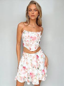 Front view of model wearing  front Princess Polly Sleeveless Square Neck  Carnell Corset Top Multi