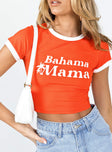 back view of model wearing Princess Polly Bahama Mama Cropped Tee Red 