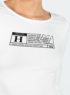 product Princess Polly Full Sleeves Boat Neck  Horror Night Long Sleeve Top White