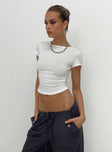 Top Slim fitting  Princess Polly Exclusive 50% cotton 45% polyester 5% elastane Cap sleeves Good stretch Unlined / sheer 