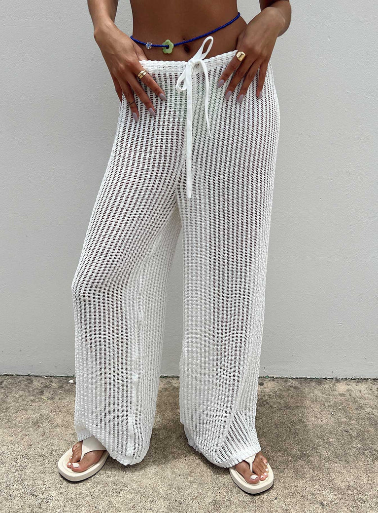 Straight Leg Knit Pants in White