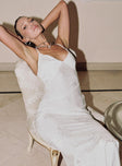 Princess Polly Plunger  Isbell Satin Maxi Dress White