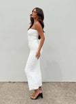 Front view of model wearing  front Princess Polly High Neck  Kendrick Strapless Maxi Dress White