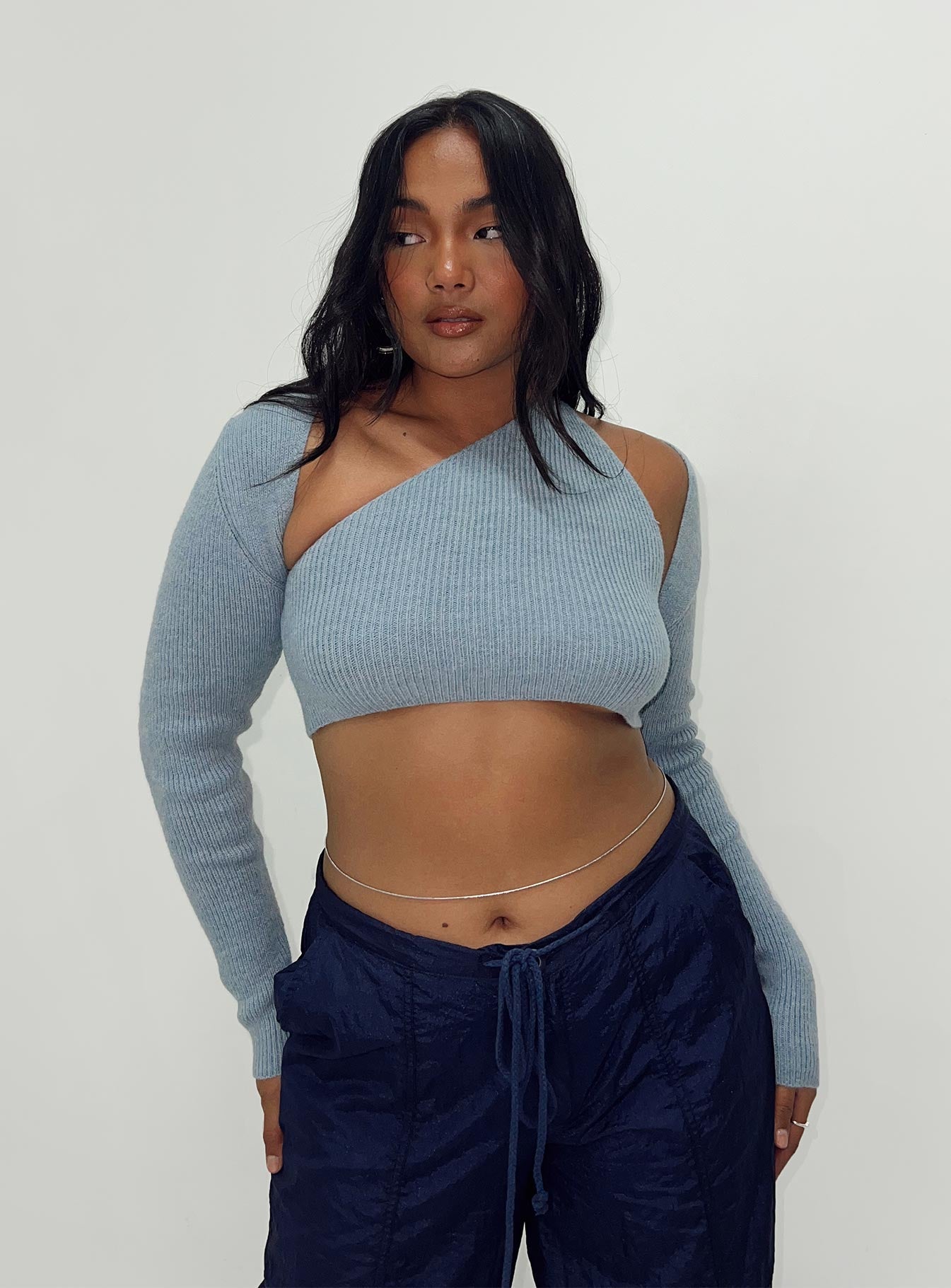 Natalee Sweater Blue Cropped 