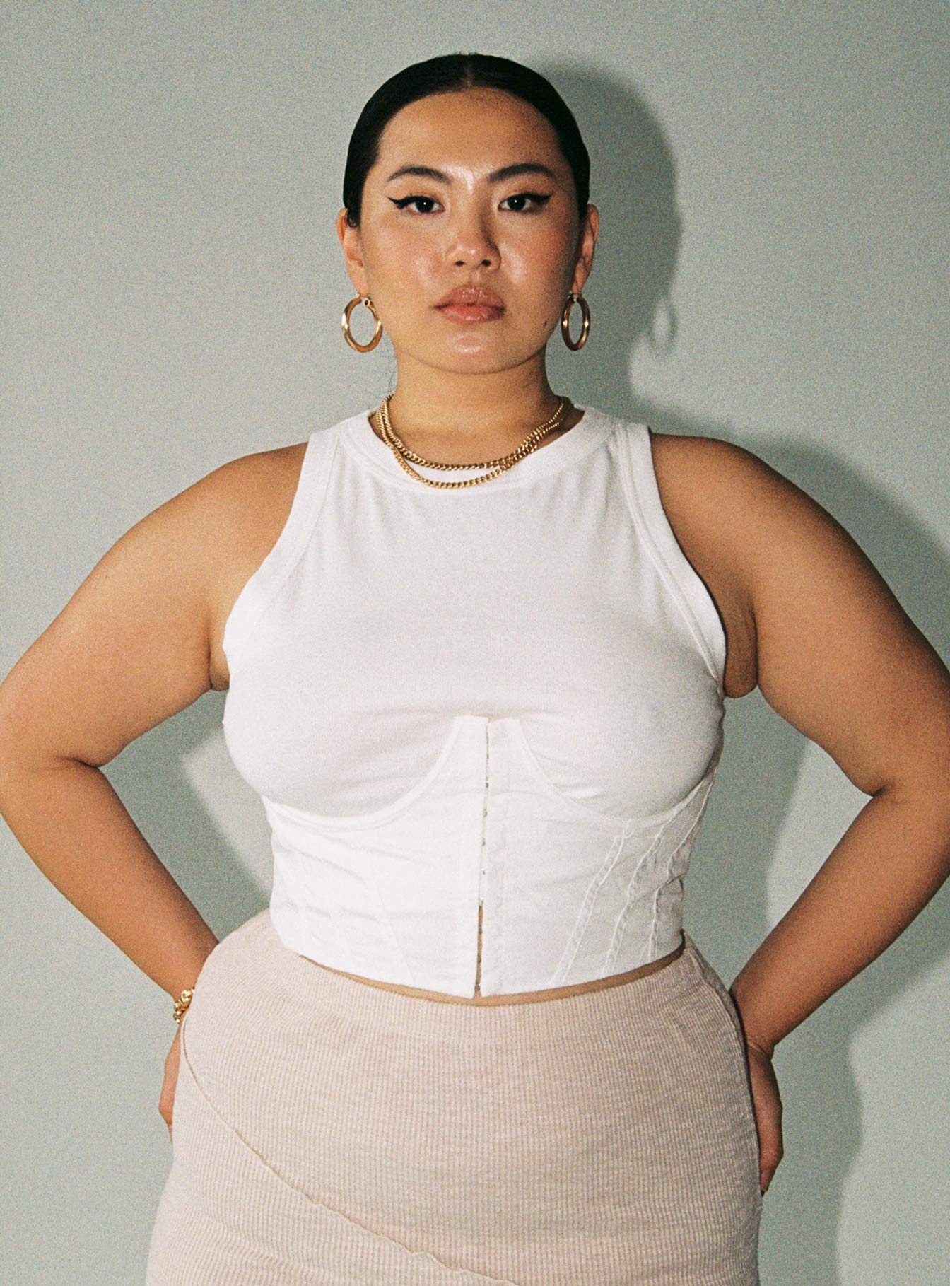 product Princess Polly Sleeveless High Neck  Saturday Sinner Corset White Curve