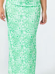 Midi skirt  Princess Polly Exclusive  95% polyester 5% spandex  Mesh material  Floral print  Elasticated waistband  Lettuce edge hem 
