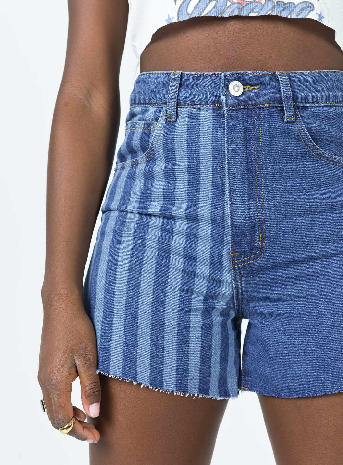 Hollie Striped Denim Shorts