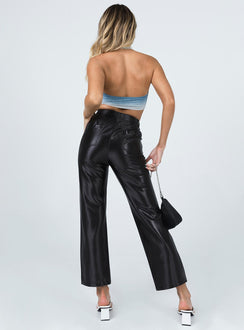 back view of model wearing Princess Polly Martha Shiny Suit Pants Black 