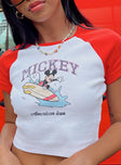 Disney Mickey Mouse American Icon Cropped Tee White / Red