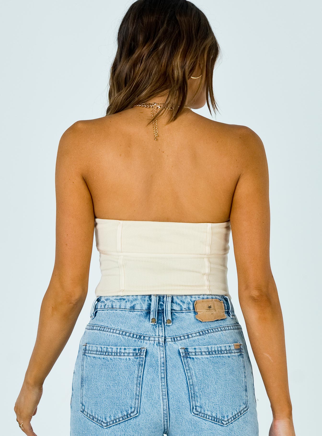 back view of model wearing Princess Polly Bentley Bodysuit Sleeveless straight 