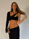 Crop top Asymmetrical fit Single long sleeve  Fixed shoulder straps