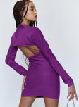 back view of model wearing Princess Polly Heavenly Sent Mini Dress Purple 