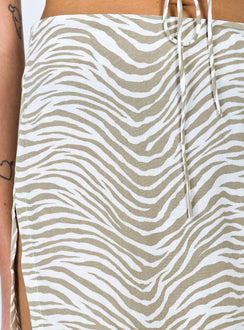 back view of model wearing Princess Polly Motel Shenka Mini Skirt Tonal Zebra 