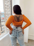 Becca Long Sleeve Crop Top Orange Curve