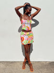 Front view of model wearing  front Pinacolada Mini Skirt Multi Princess Polly  Mini Skirts 