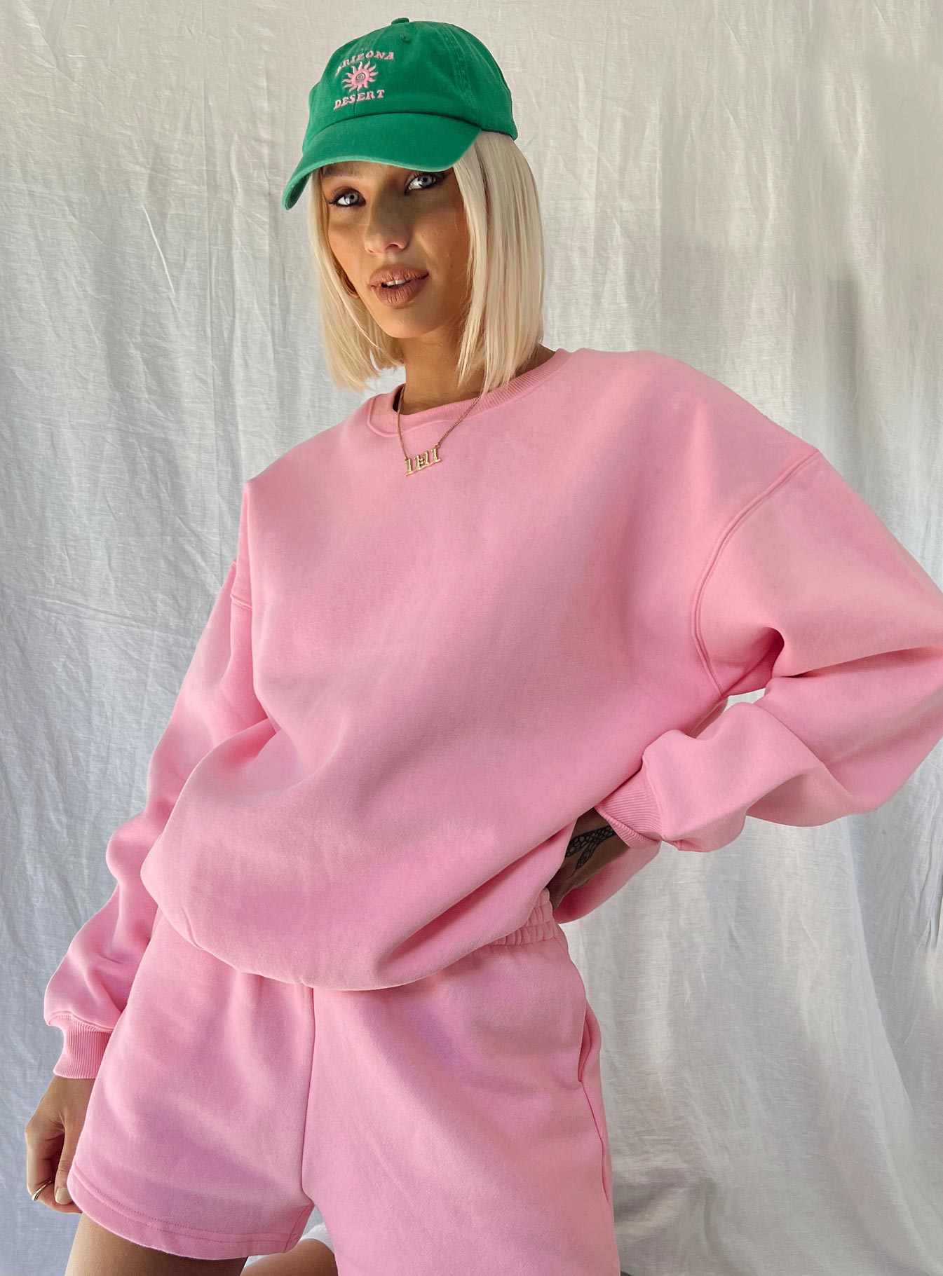 Long best sale pink sweatshirt