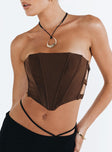 Carnlea Strapless Top Brown