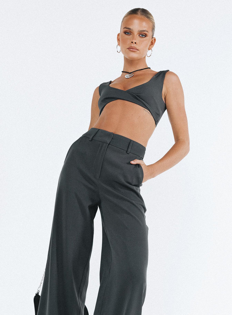 Buy Women Black Twisted Bell Bottom Pants With Twisted Crop Top