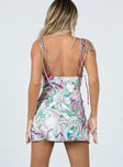 back view of model wearing Princess Polly Cherish Mini Dress Multi Swirl 