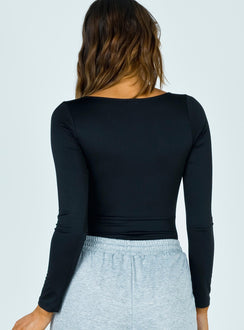 back view of model wearing Princess Polly Ellery Bodysuit Long Sleeve Tops 