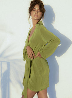 product Princess Polly High Neck  Party Time Mini Dress Green Low Impact