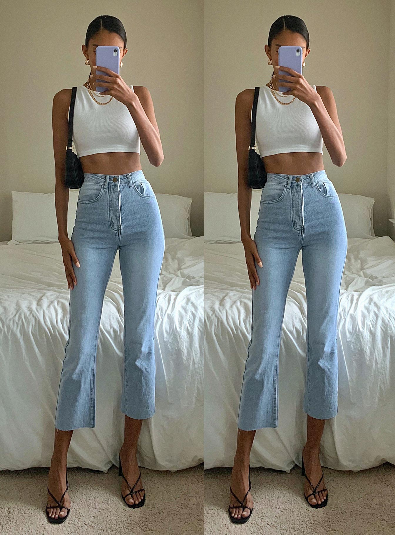 Light denim sale cropped jeans